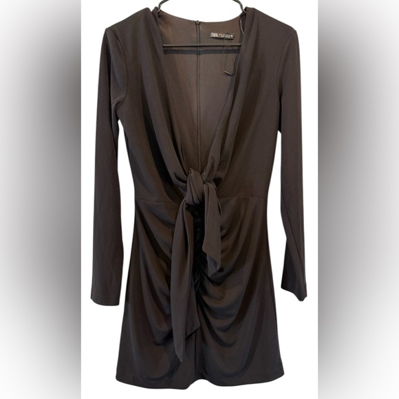 Zara Elegant Black Tie Front Dress - Picture 4 of 7